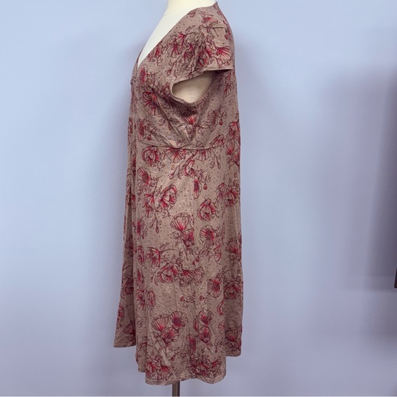 Toad & Co Rosemarie Dress Women’s XL Taupe Poppy Floral Print Organic Cotton - Picture 3 of 7